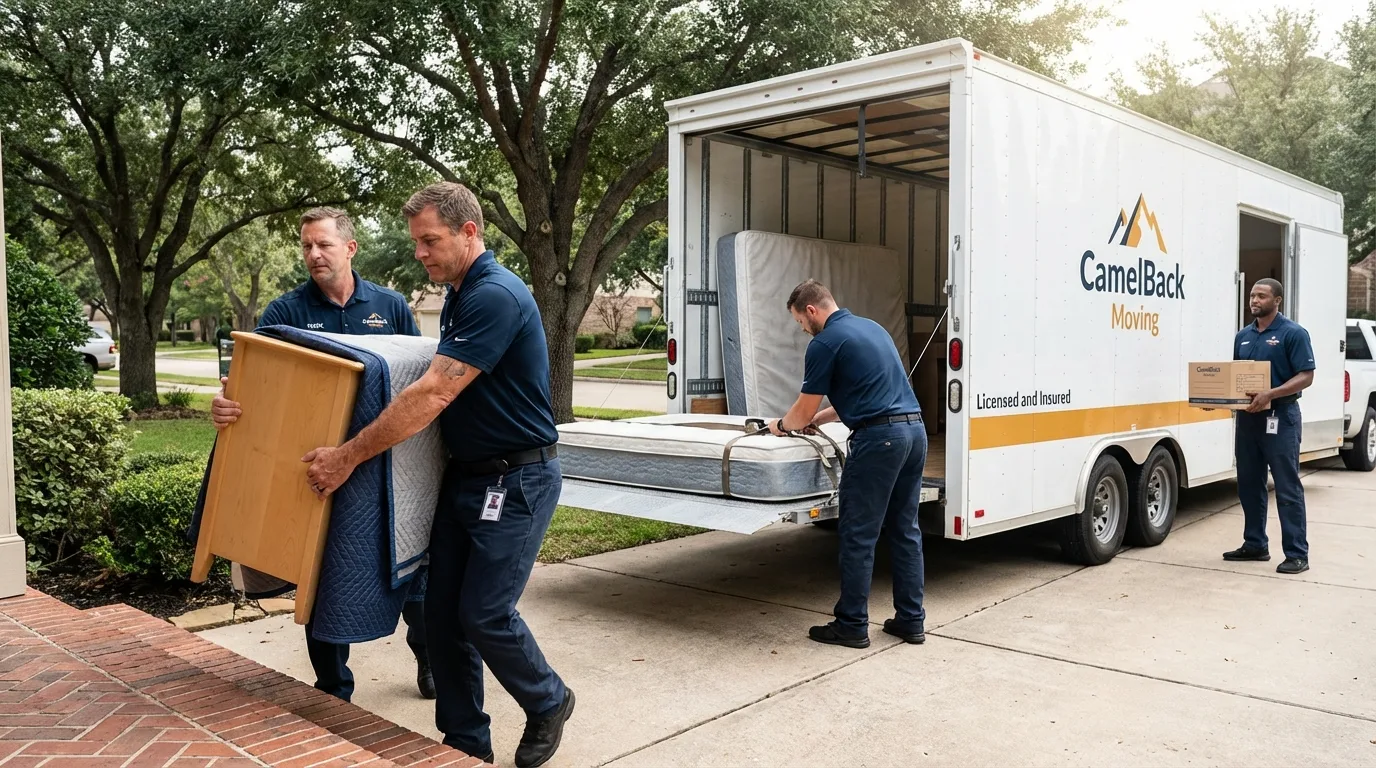 Crew loading residential truck for cross-state move from Lyndonville, VT