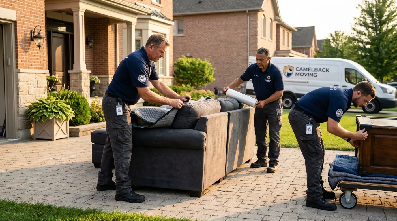 Large estate moving crew wrapping furniture in Lyndonville, VT